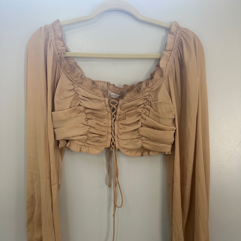 12th tribe satin laced crop top